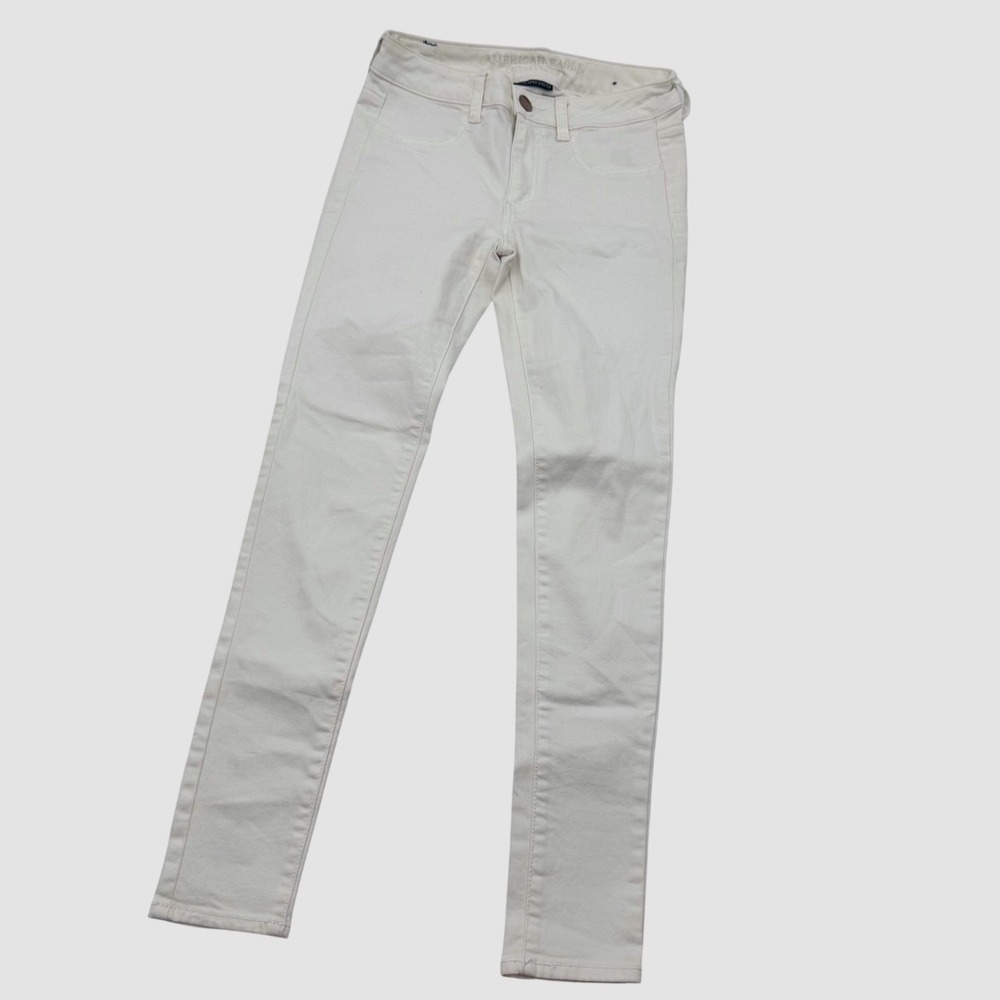American Eagle Super Super Stretch Jeggings White Denim Skinny Jeans Size 4 Reg - Picture 4 of 7